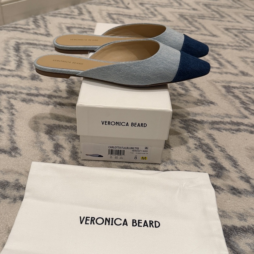 Veronica Beard Two-Tone Denim Mules